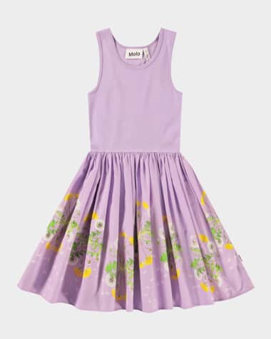 Molo Girl's Cassandra Floral-Print Combo Dress, Size 3T-6