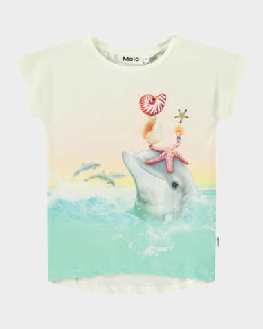 Molo Girl's Ragnhilde Ocean Graphic T-Shirt, Size 4-6