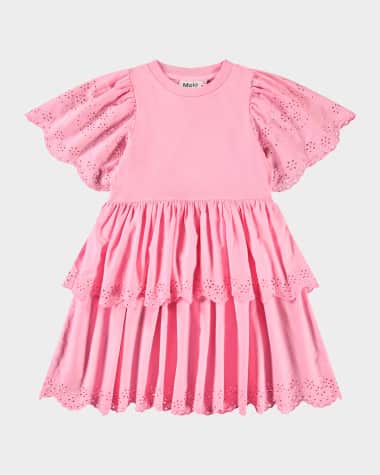 Molo Girl's Ceelia Eyelet Embroidered Dress, Size 7-12