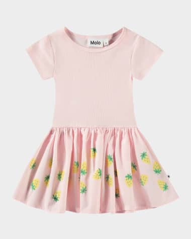 Molo Girl's Carin Strawberry-Print Combo Dress, Size 6M-2