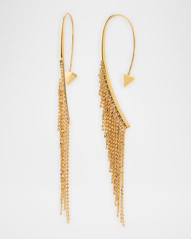 Peruffo 18K Yellow Gold Chains Short Fringe Curve Earrings