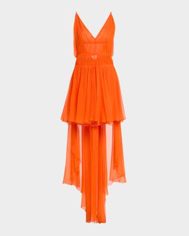 Alberta Ferretti Drape Backless Mini Silk Dress