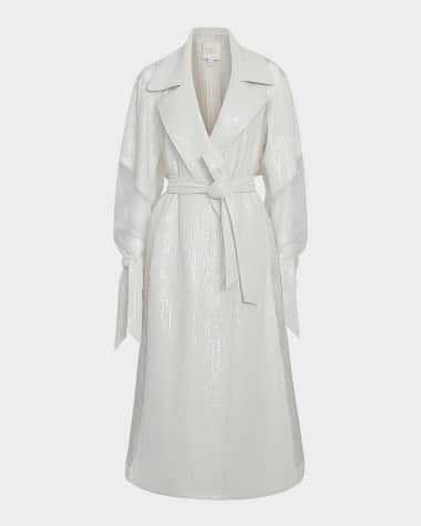 TWP Foreign Affair Sequined Silk Organza Trench Coat