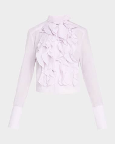TWP Patti Crinkled Silk Cotton Voile Blouse