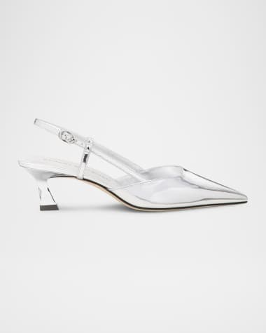 Stuart Weitzman Vinnie Metallic Kitten Slingback Pumps