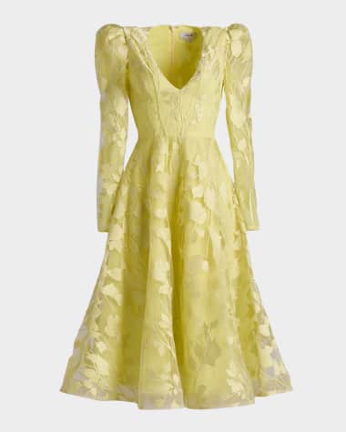 HELSI Exclusive Parker Embroidered Puff-Sleeve Midi Dress