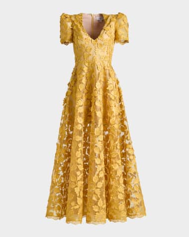 HELSI Exclusive Clara Embroidered Puff-Sleeve Gown