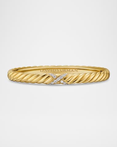 David Yurman Sculpted Cable X Center Station Bracelet with Diamonds in 18K Gold, 6mm