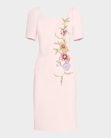 Rickie Freeman for Teri Jon Floral Applique Stretch Crepe Dress