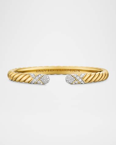 David Yurman Sculpted Cable X Bracelet with Diamonds in 18K Gold, 6mm