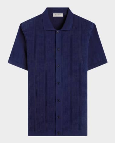Bugatchi Men's Short-Sleeve Full Button Sweater