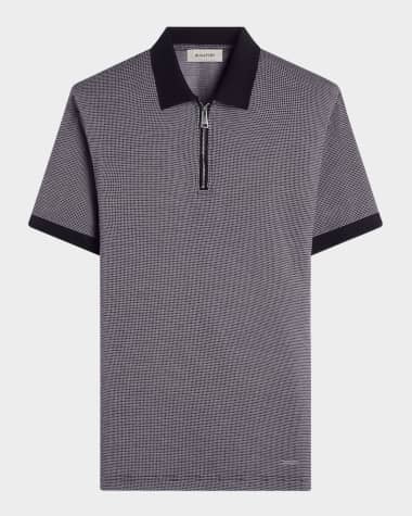 Bugatchi Men's Short Sleeve Quarter Zip Polo