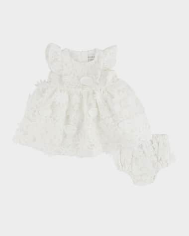 Miniclasix Girl's Floral Embellished Lace Dress, Size 3M-24M