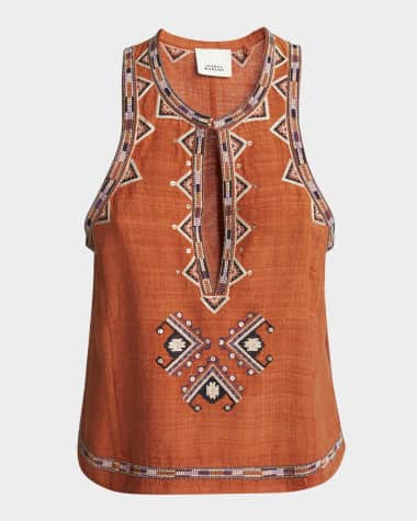 Isabel Marant Zahara Beaded Silk Tank Top