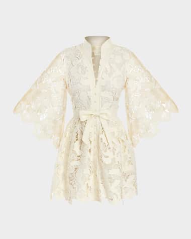 Mestiza New York Carmen Bow-Front Floral Lace Mini Dress