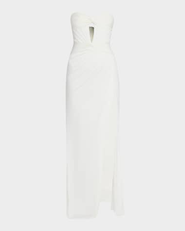 Jovani Strapless Cutout Twist-Front Column Gown