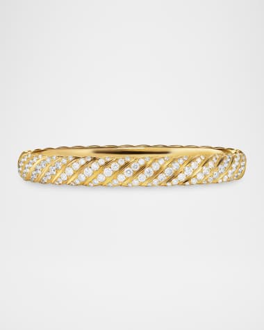 David Yurman Sculpted Cable Bracelet with Diamonds in 18K Gold, 8mm