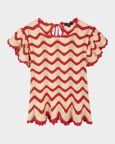 Rails Coen Crochet Flutter-Sleeve Top