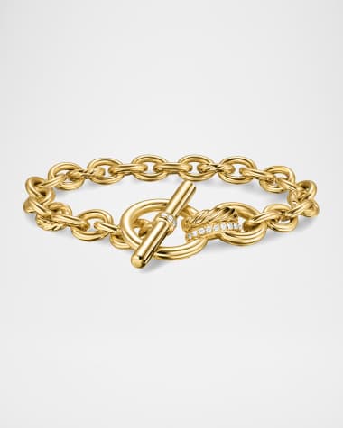 David Yurman DY Mercer Single-Row Toggle Necklace with Diamonds and 18K Gold in Silver, 8-12.5mm