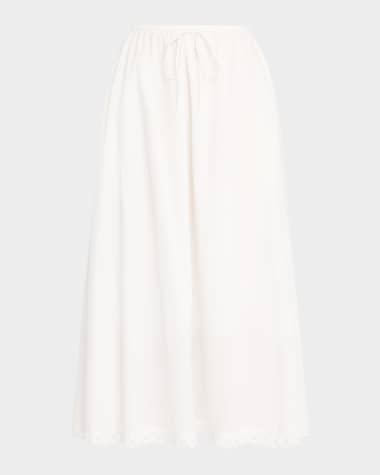 By Malene Birger Pheobes Lace-Trim Organic Cotton Midi Skirt