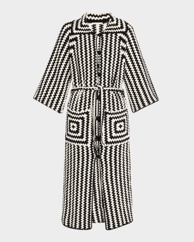 By Malene Birger Dina Striped Crochet Organic Cotton Coat