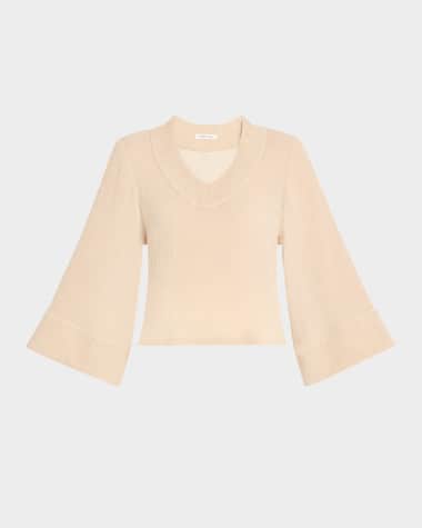By Malene Birger Moon Crinkled Ramie-Cotton Blouse