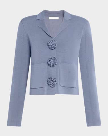 By Malene Birger Rosa Cropped Floral Applique Cardigan