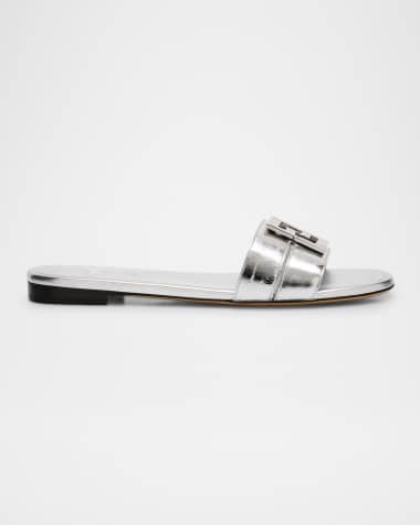 Fendi FFold Metallic Leather Sandals