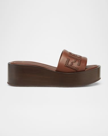 Fendi Sunshine Leather FF Platform Sandals