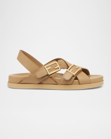 Fendi Feel Leather Slingback Sandals
