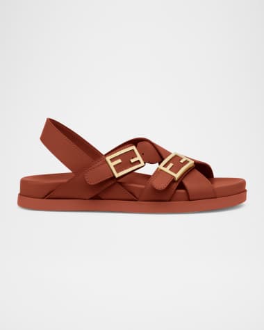 Fendi Feel Leather Slingback Sandals