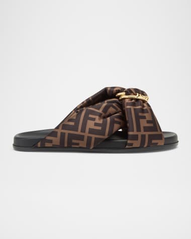 Fendi Feel FF Satin Slide Sandals