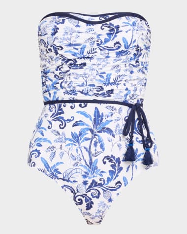 Tommy Bahama Terrazzo Tile Bandeau One-Piece Swimsuit