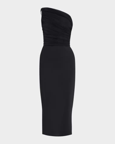 Chiara Boni La Petite Robe Isenette Ruched One-Shoulder Bodycon Midi Dress