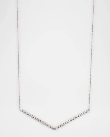 Lisa Nik 18K White Gold Diamond Chevron Necklace