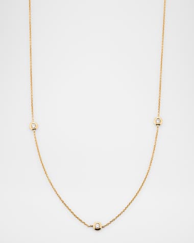 Lisa Nik 18K Yellow Gold 3 Diamond Dot Necklace, 0.24tcw