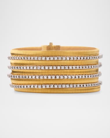Marco Bicego 18K Yellow Gold 9-Strand Bracelet with Diamond Pave Bands