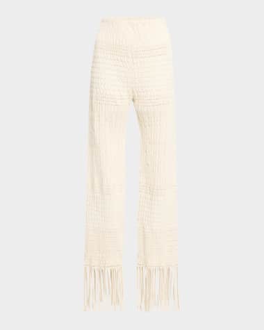 Nanushka Miciel Woven Fringe Seersucker Pants