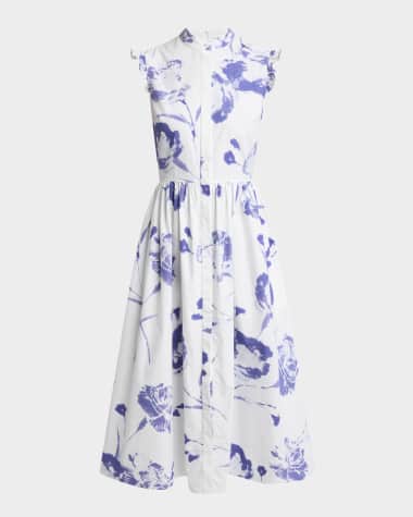 Erdem Floral Sleeveless Flared Midi Dress