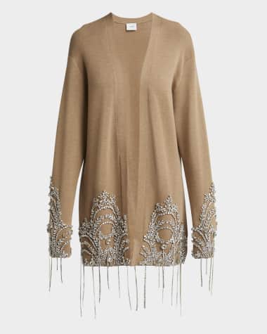 Erdem Crystal Embellished Fine Merino Cardigan