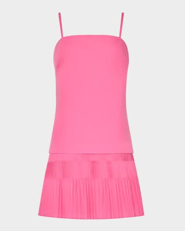 Milly Nola Pleated Flounce Cotton Poplin Mini Dress