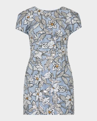 Milly Rowen Floral Sequined Mini Dress