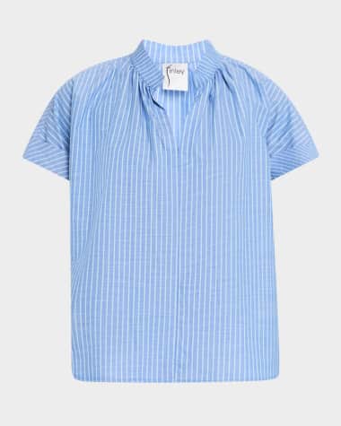 Finley Jay Striped Cotton Chambray Top