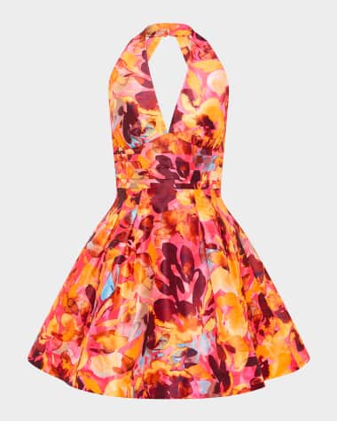 REBECCA VALLANCE Gardenia Pleated Fit-&-Flare Mini Dress