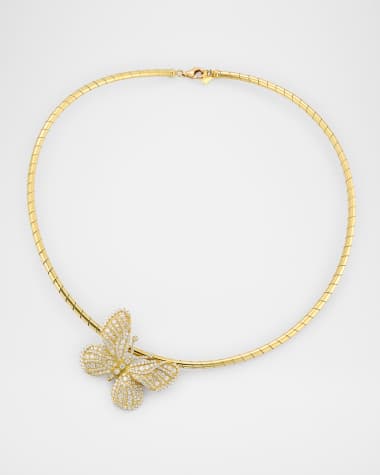Tanya Farah 18K Yellow Gold Diamond Butterfly Collar Necklace