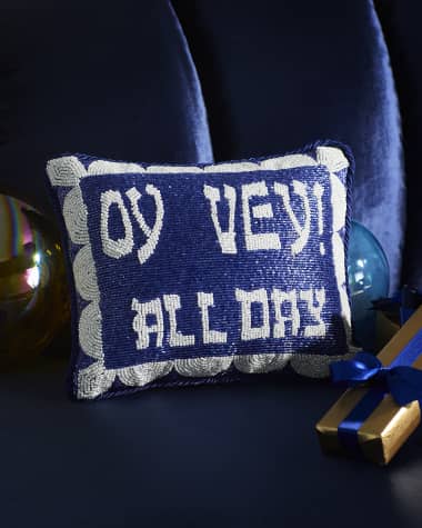 Sudha Pennathur Oy Vey All Day Beaded Hanukkah Pillow, 8" x 10"
