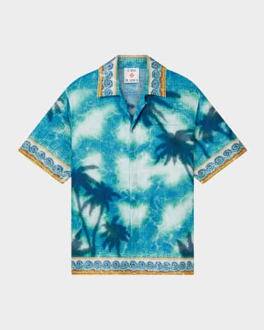 CASABLANCA Men's Emblem Silk Twill Camp Shirt