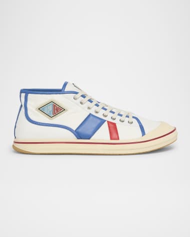 Bottega Veneta Men's Eliot Canvas Mid-Top Sneakers