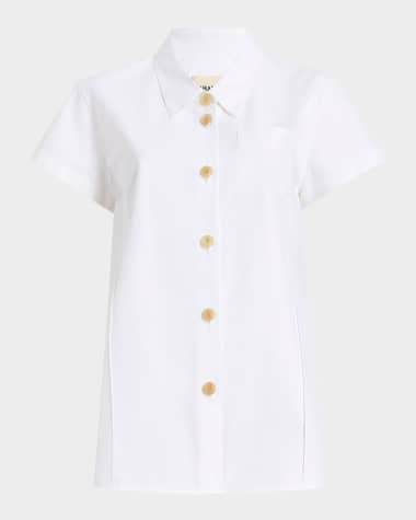 Khaite Keefe Short-Sleeve Button-Down Shirt