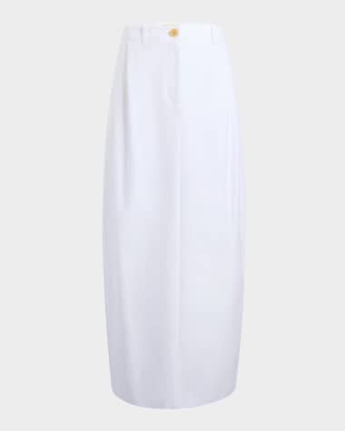 Khaite Lucian Double-Pleated Tapered Maxi Skirt